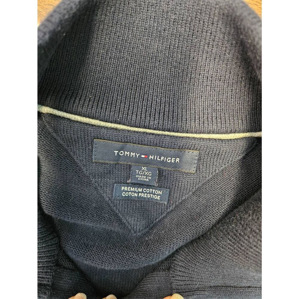 Tommy Hilfiger Navy Quarter Zip Sweater XL Pullover - Picture 5 of 7